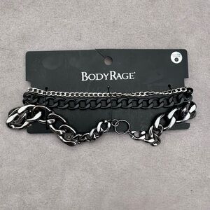 BodyRage Black and Silver Chain Necklace